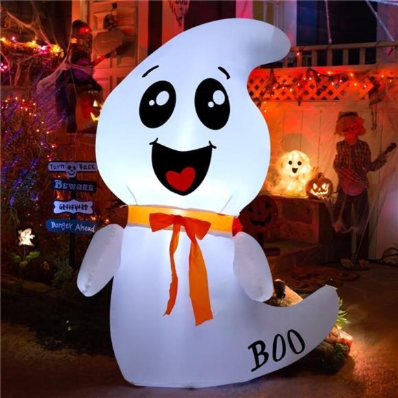 4 FT Halloween Inflatable Cute Ghost Outdoor Decorations Blow Up Yard Ghost - Picture 2 of 6